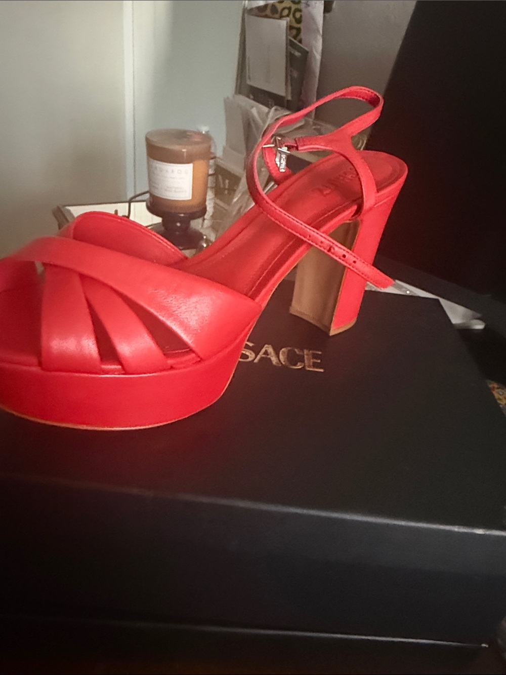 Bold Red Platform Strappy High Heel Sandals